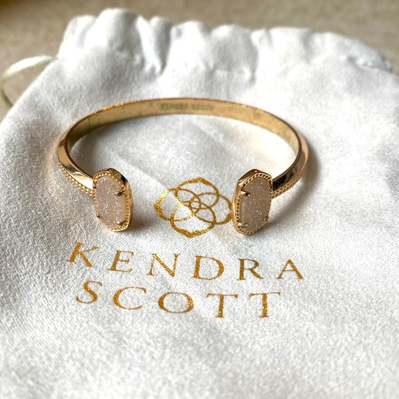 Kendra Scott Rose Gold Cuff Bracelet White Sparkle Stone - Picture 2 of 4